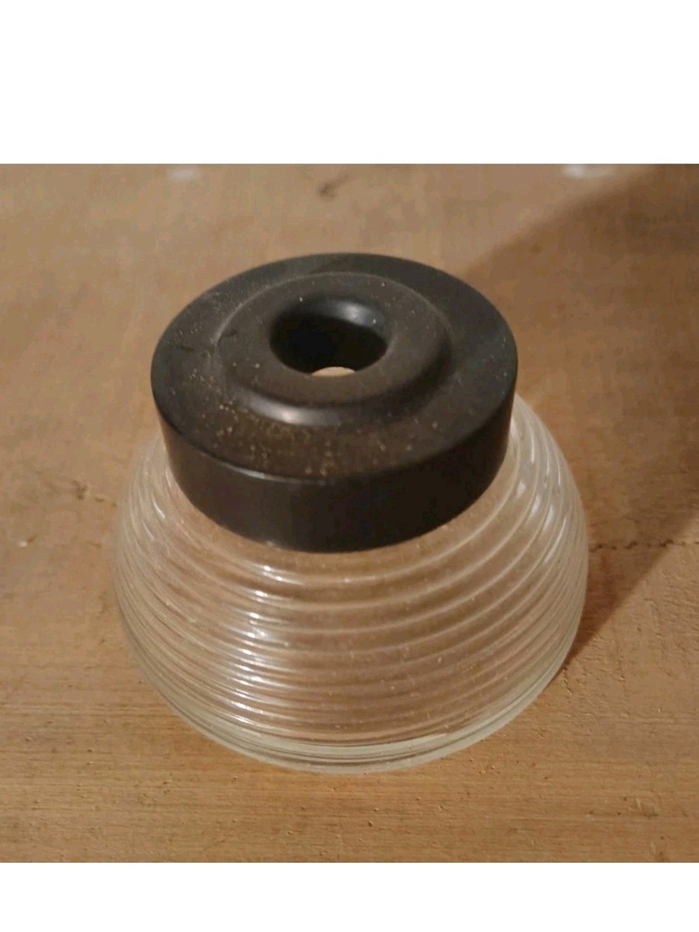 Clear Ribbed Glass Jar with Black Lid